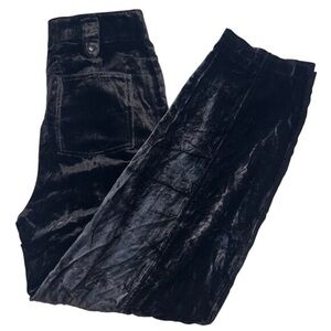 Unsubscribed Elegant Black Velvet Straight Leg Utility Pant